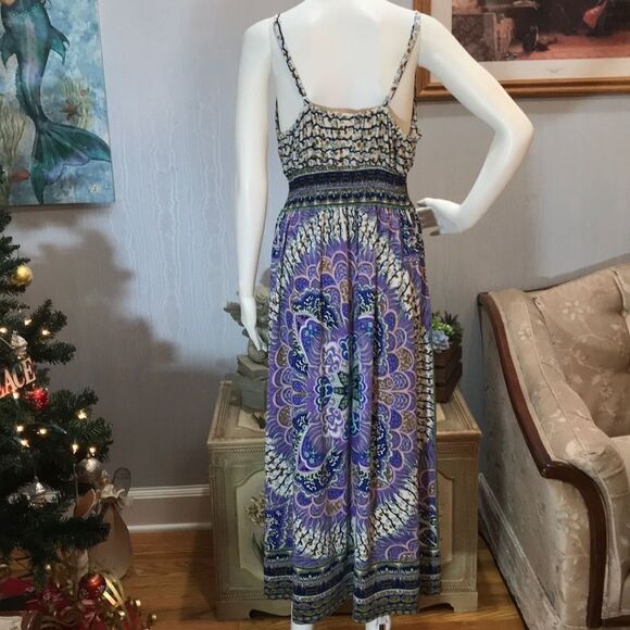 Mandala Peacock Print Maxi Sun Dress S (Please see sizing info in description.) - Picture 4 of 10